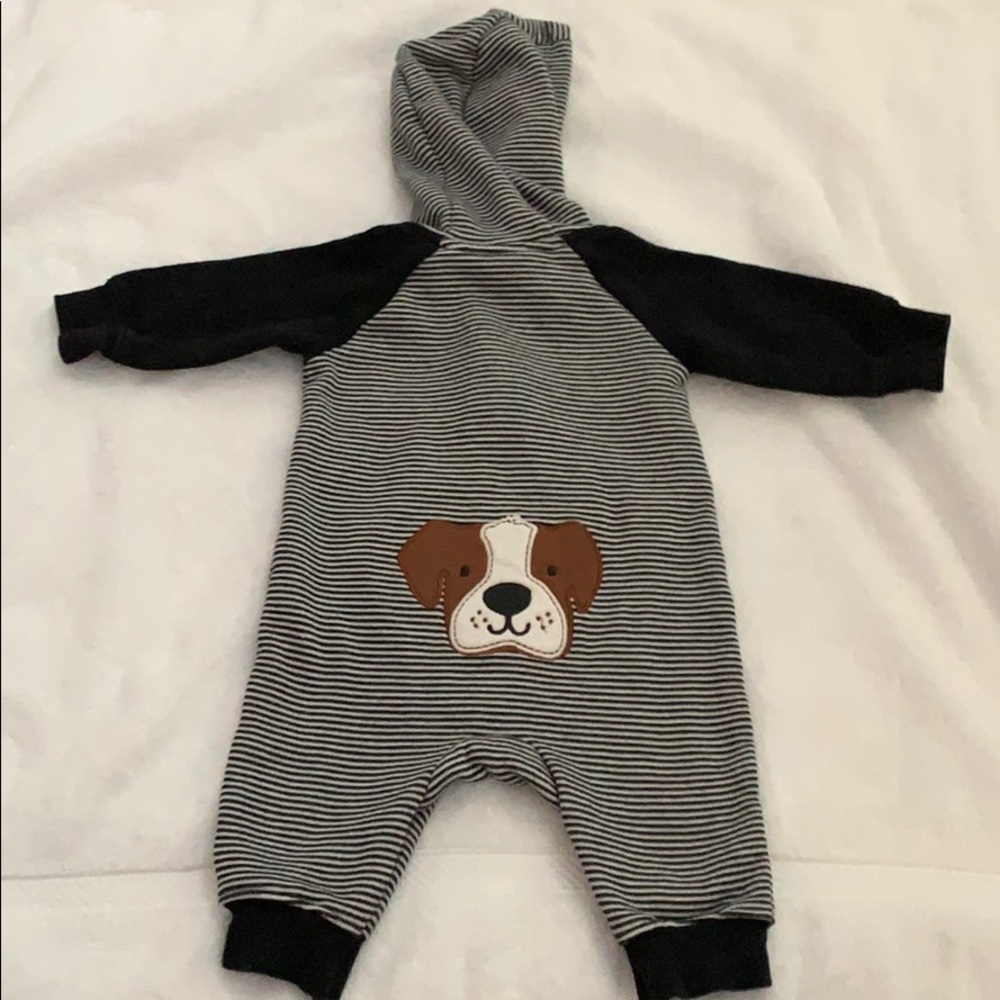 Puppy Butt Hooded Zip Romper